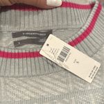 Anthropologie GRAY TEXTURED CREW NECK PINK STRIPE PUFF PRINCESS SLEEVE SWEATER S Photo 4