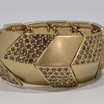 Gold Chevron Rhinestone Crystal Geometric Chunky Stretch Bracelet Photo 0