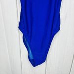 Maxine of Hollywood  Swimsuit 16 Striped One-Piece Blue Red White Racerback Photo 2