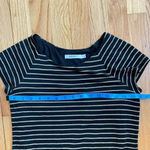 Anthropologie Bailey 44 Black & Tan Striped Dress w/ Faux Leather Bottom - Small Photo 6