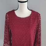 Anthropologie Vanessa Virginia Red Open Lace Angel Sleeve Top S Photo 2