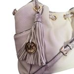 Michael Kors Michael‎ Kors Pebbled Leather Bag Snake Print Tassel Fringe Logo Crossbody Purse Photo 2