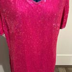 Vintage Roaman's Hot Pink Beaded Sequin Dress Size 10 Photo 2