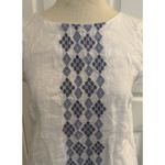 100% Linen Dress Sz XS House Of Pom White Embroidered Lined Coastal Preppy Work Photo 2