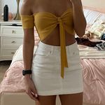 Mustard Off Shoulder Crop Top Yellow Size XS Photo 0