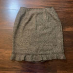 Michele brown tweed ruffle hem pencil skirt size 4 Photo 2