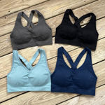 Women's Sports Bras 4 Pack Navy, Blue, Grey Black Size M. NWOT Size M Photo 0