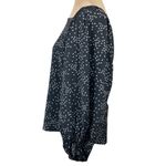 A New Day Blouse Top Black White Micro Floral Size L Large Long Sleeve Photo 1