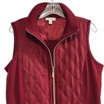 Susan Graver Women's Quilted Vest Medium Burgundy Sleeveless Casual Photo 1