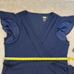 DKNY  Flutter Sleeve Belted Faux Wrap Midi Dress Navy Blue 22W Plus Size Photo 9