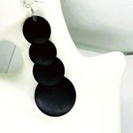 Black Wood Layered Circle Tiered Dangle Earrings Photo 0