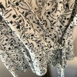 AUW  Black and White Leaf Print Wrap Blouse medium Photo 2