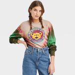 Grateful Dead Green Brown Tie Dye Forever Teddy Graphic Long Sleeve Pullover Photo 0