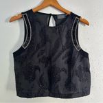 ASTR NWT Black Silver Metallic Beaded Crop Top Medium Holiday New Year’s NYE Photo 0