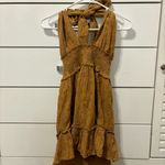 Aerie  Spring Fling Boho Eyelet Lace Halter Crossover Backless Smocked Dress NWT Photo 1