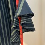 Badgley Mischka Green and Navy Striped Blouse with backside flower print Size M Photo 10