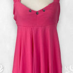 Ruby Early 2000 Bright Pink Blush Sheer Layered Mesh Beaded Fairy Cami Babydoll Top M Photo 0