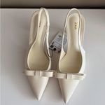 ZARA  NWT off white ivory cream bow sling back faux patent kitten heels Photo 1