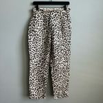 J.Crew  Ruffle Waist Leopard Print Linen Pants in Ivory Size 2 Photo 2