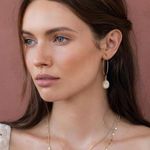 18K Gold Filled Long Dangle Pearl Earrings For Women Photo 2