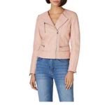 Slate + Willow  blush pink leather moto jacket LARGE FLAWED Photo 9