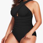 You Dian Women's Swimsuits One Piece Tummy Control Front Cross Backless Swimsuit Photo 1