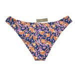 J.Crew Curved-Waist Cheeky Bikini Bottom Gathered Floral Block Print Blue XXL Photo 1