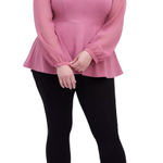 Torrid Womens Blouse Sz 0 12 Peplum Crepe Mesh Inset Top Mesa Rosa Pink Photo 0