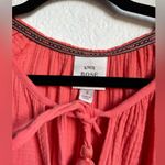 Knox Rose NWOT  Pink Gauze Short Sleeve V-Neck Tassel Romper Photo 3
