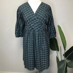Madewell Marianna Puff-Sleeve Blue & Green Plaid Mini Dress - New! - Size 3x Photo 2