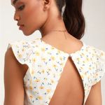 New. Lulus Strike a Posie Backless Floral Print Skater Dress Yellow Size XS Photo 5