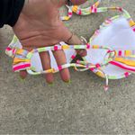 Victoria's Secret Victoria’s Secret 34DD Neon Sherbet Stripe Ruffle Pushup Halter Bikini Top Swim Photo 2