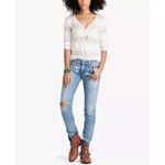 Denim & Supply Ralph Lauren DENIM & SUPPLY Ivory Lace Henley Top Shirt V-Neck Sheer 3/4 Sleeve Sz Small New Photo 12