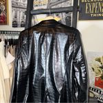 Dennis By Dennis Basso Croc Embossed Faux Leather Blazer Jacket Black Womens 16 Photo 7