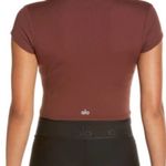 Alo Yoga Alo Savvy Short Sleeve Rib Crop Top In Cherry Cola Photo 1