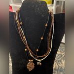 Two beaded One multi strand one single strand beaded Necklaces glass Preloved Brown Photo 0