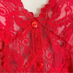 Vintage 80s Camisole Lingerie Red Lace Buttons Sexy Valentine's Day Women Medium Photo 5