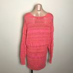 Free People  Hot Tropics Paloma Combo Knit Sweater Pink Orange Stripe Coral Photo 5