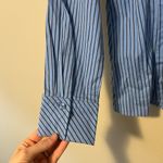 Blue and Brown Button Down Shirt with Vertical Stripes Size 8 Photo 4