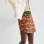 Anthropologie Maeve Olive Green Embroidered Patchwork Floral Mini Skirt Photo 2