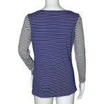 Vineyard Vines  Shirt Womens Medium White Blue Party Stripe Boatneck Tee Nautical Photo 3