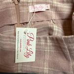 Pink Lily  Plaid Mini Skirt Fleece / Wool Type Soft Pink Winter Size XL NWT Photo 4