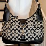 Coach Vintage  Black Jacquard Signature C Top Zipper Hobo Shoulder Bag w Buckle Photo 6