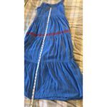Skies Are Blue Maxi Sundress Sz S Blue Embroidered Adj. Straps Tiered Ruffle EUC Photo 11