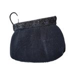 Vintage Black Fabric Hand Bag with Beaded Trim Carolyne Barton Photo 3
