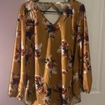 Love + Harmony  Womens Yellow Gold Floral Long Sleeve Blouse Size M New Photo 1