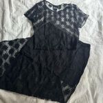 Ghanda Black Sheer Floral Top and Midi Skirt Set Photo 6