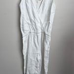 Cloth & Stone  Anthropologie white linen jumpsuit wide leg crop S Photo 2
