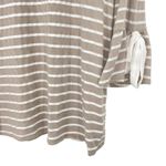 Prómesa PROMESA Striped Bow Tie Bell Sleeve Top Gray White Size Medium Photo 3