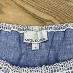 Miguelina Dakota Chambray Lace Crochet Off The Shoulder Crop Top Blue Size Small Photo 4